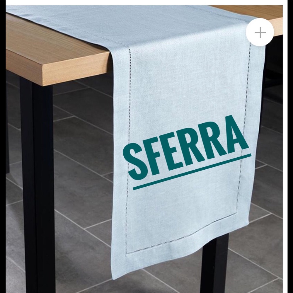 NEW Sferra Table Runner Navy Blue Fine Linen